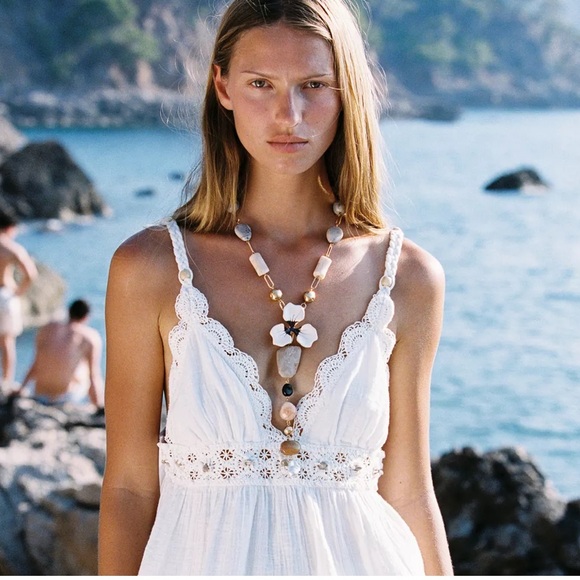 Zara NWT White Crochet & Beaded Sleeveless Top - Picture 8 of 8